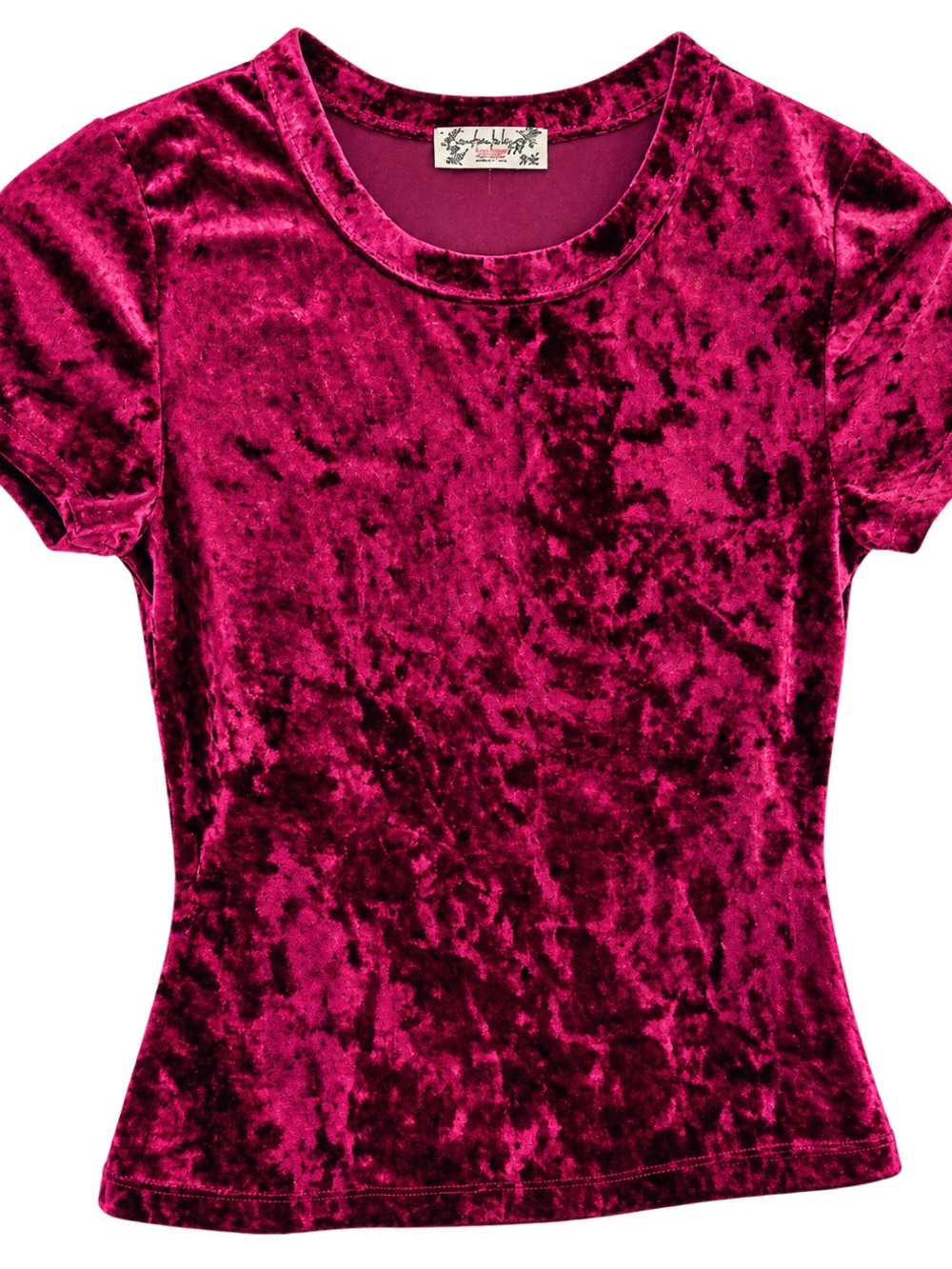 Intimately Free People XS Magenta Crushed Velvet Short Sleeve Tee Top